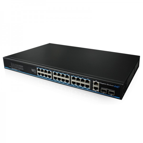 SW-24POE-P4 POE Switch mit 24 Ports Metall Front